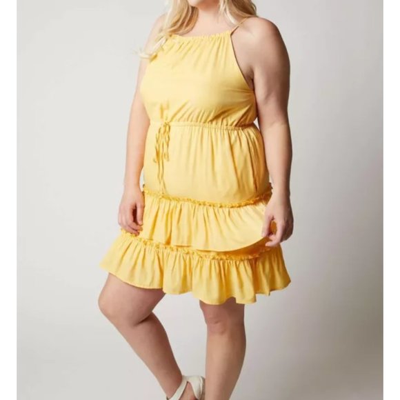 SOLID FLARED SLEEVELESS DRESS - Picture 1 of 5